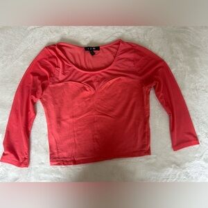 Pink 3/4 Sleeve Crop Top